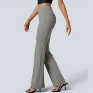 Women's Grey Fitted Long Leg Trousers