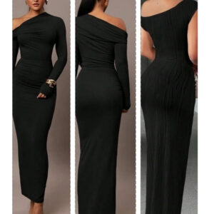 Ladies Long Runway Black Dress